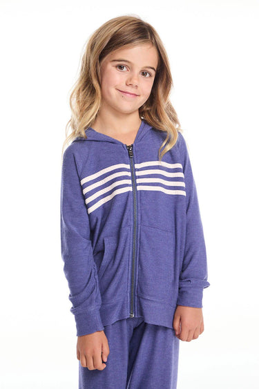 Chaser Girls Zip Up Hoodie in Frost Blue - Estilo Boutique