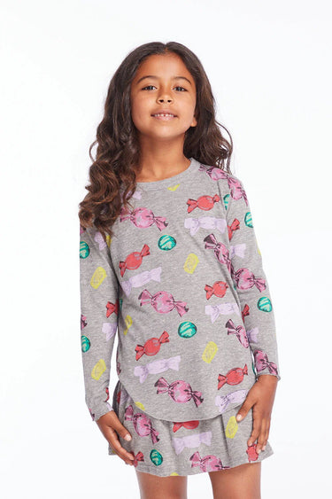 Chaser Kids Allover Candy Long Sleeve in Streaky Grey - Estilo Boutique