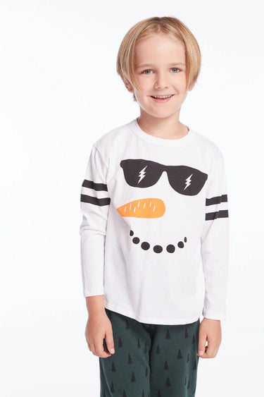 Chaser Kids Chill Snowman Long Sleeve in White - Estilo Boutique