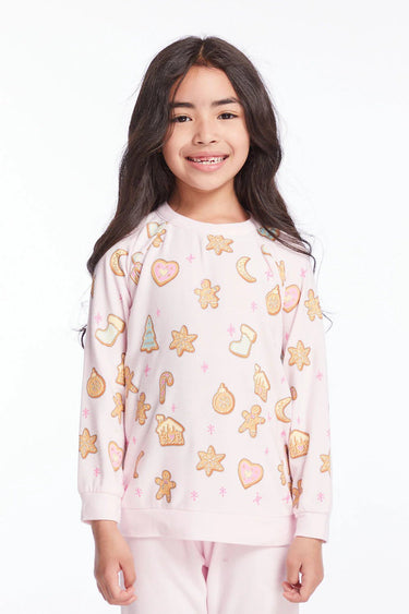 Chaser Kids Christmas Cookies Pullover in Pinky - Estilo Boutique