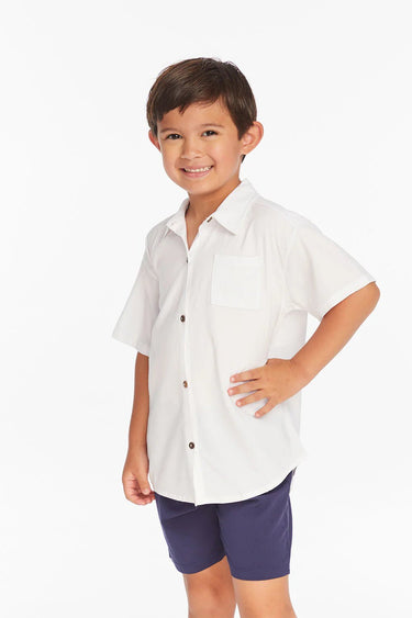 Chaser Kids Collared Button Down in White - Estilo Boutique