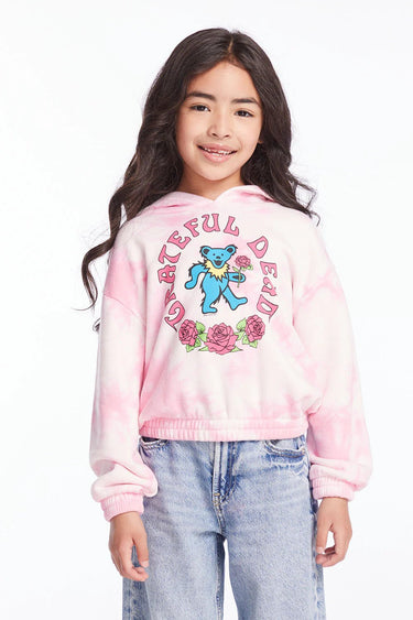 Chaser Kids Grateful Dead Bears & Roses Sweatshirt in Pink Cosmos Tie Dye - Estilo Boutique