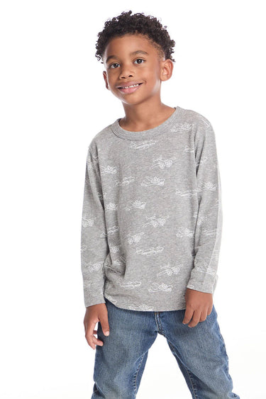 Chaser Planes Boys Long Sleeve in Streaky Gray - Estilo Boutique