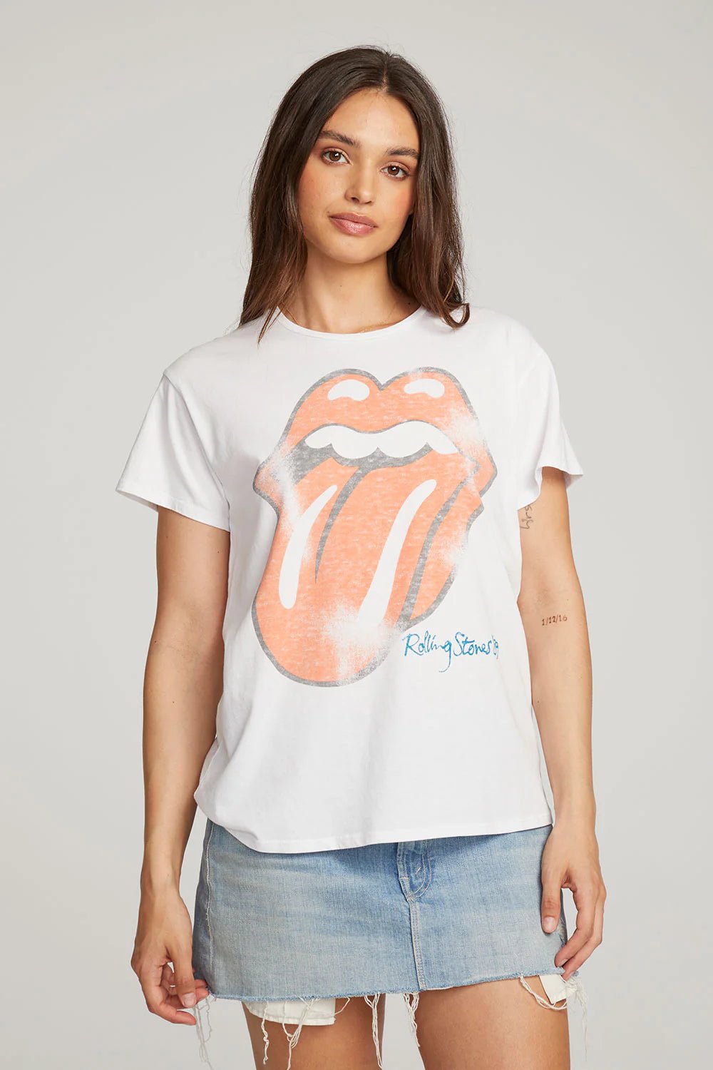 Chaser Rolling Stones Classic Logo Tee in White - Estilo Boutique
