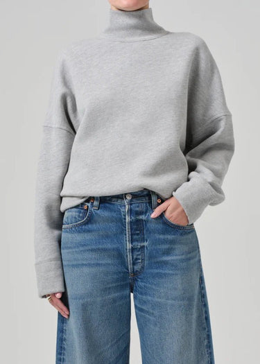 Citizen of Humanity Cara Fleece Turtleneck in Heather Grey - Estilo Boutique