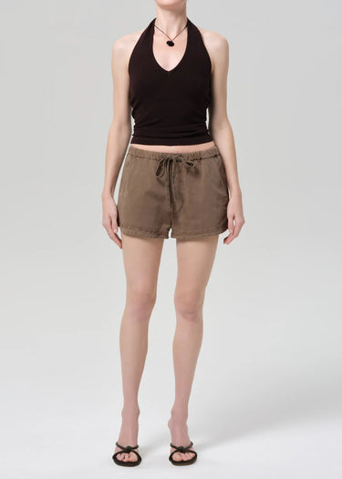 Citizen of Humanity Este Drawstring Short in Cocoa