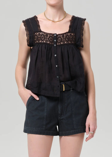 Citizen of Humanity Mia Embroidered Top In Black