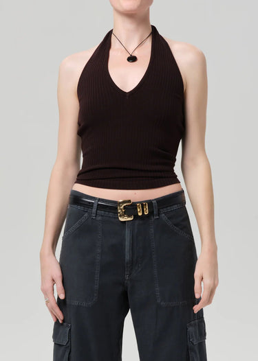 Citizen of Humanity Thea Halter Top in Chocolate