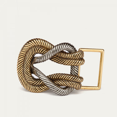 Claris Virot Silver Gold MIxed Knot Buckle