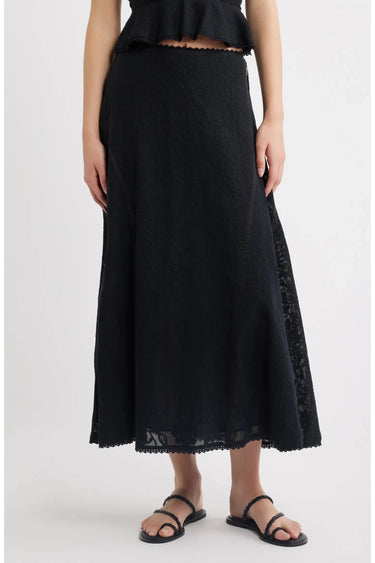 Cleobella Gossamer Midi Skirt in Black