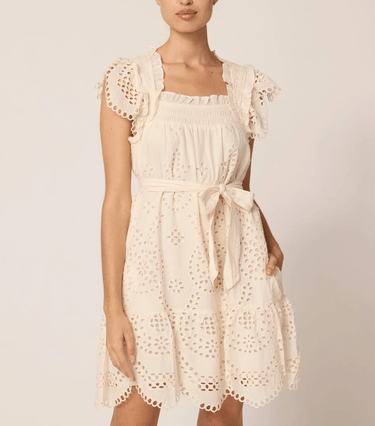Cleobella Mireya Mini Dress in Ivory Eyelet - Estilo Boutique