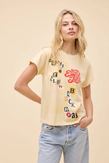 Daydreamer Elton John Goodbye Yellow Brick Road Tour Tee in Butter Yellow
