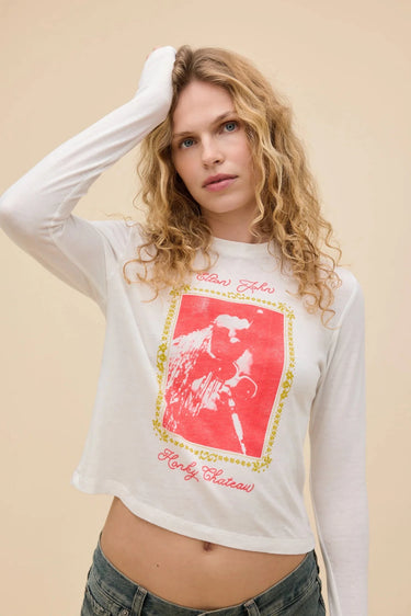 Daydreamer Elton John Honky Chateau Burnout Vintage Long Sleeve in Vintage White