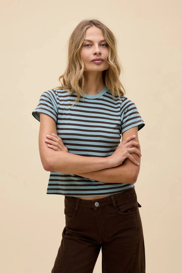 Daydreamer Stripe Vintage Tee in Cloud Blue Stripe