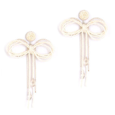 Deepa Gurnani Coquette Earrings in Ivory - Estilo Boutique