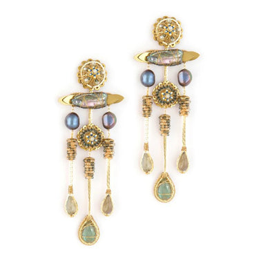 Deepa Gurnani Sakir Earrings in Labradorite