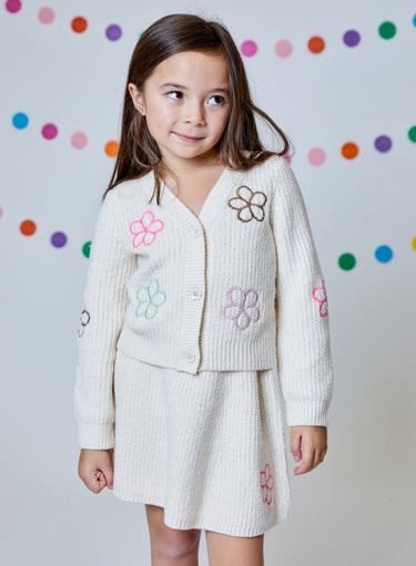 Design History Girl Cardigan in Tan Suede