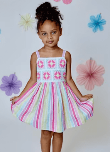 Design History Girls Floral & Stripe Sundress in Rainbow