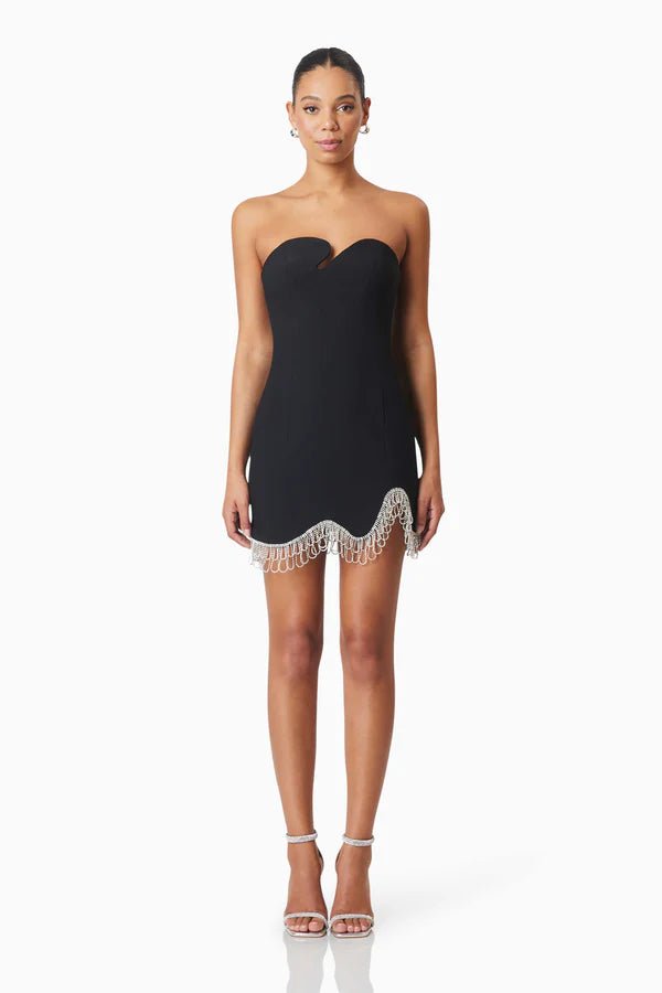 Elliatt Women's Delia Crystal Embellished Asymmetric Strapless Party Dress - Black - Mini Dresses Elliatt Women's Delia Crystal Embellished Asymmetric Strapless Party Dress - Black - Mini Dresses