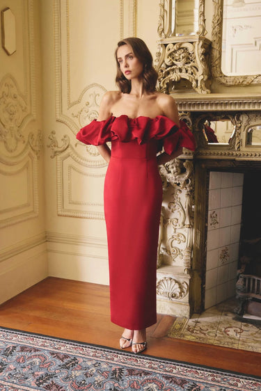 Elliatt Lucetta Off Shoulder Gown in Red