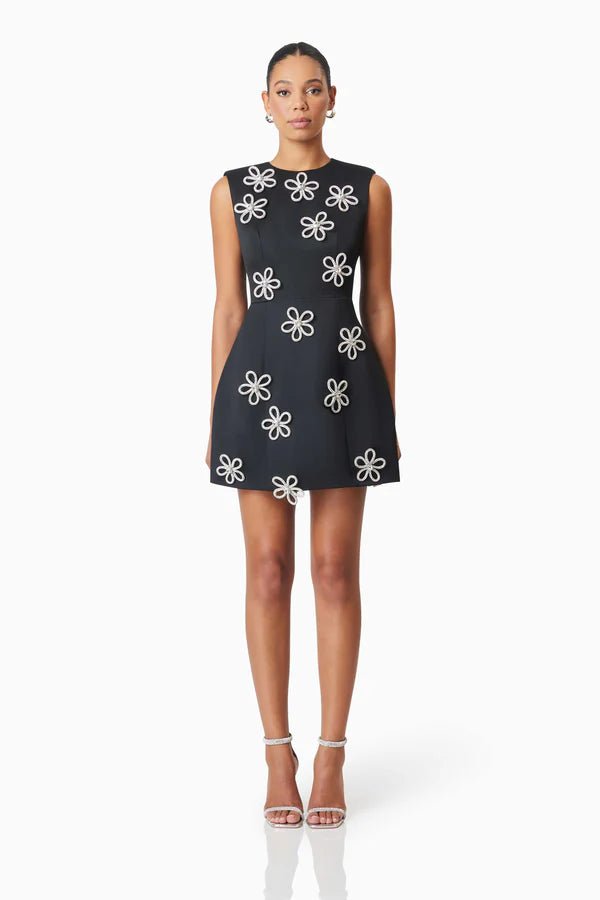black mini dress with diamante Sharley Mini Dress