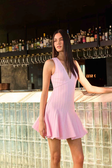 Elliatt Marla V - Neck Mini Dress in Pink