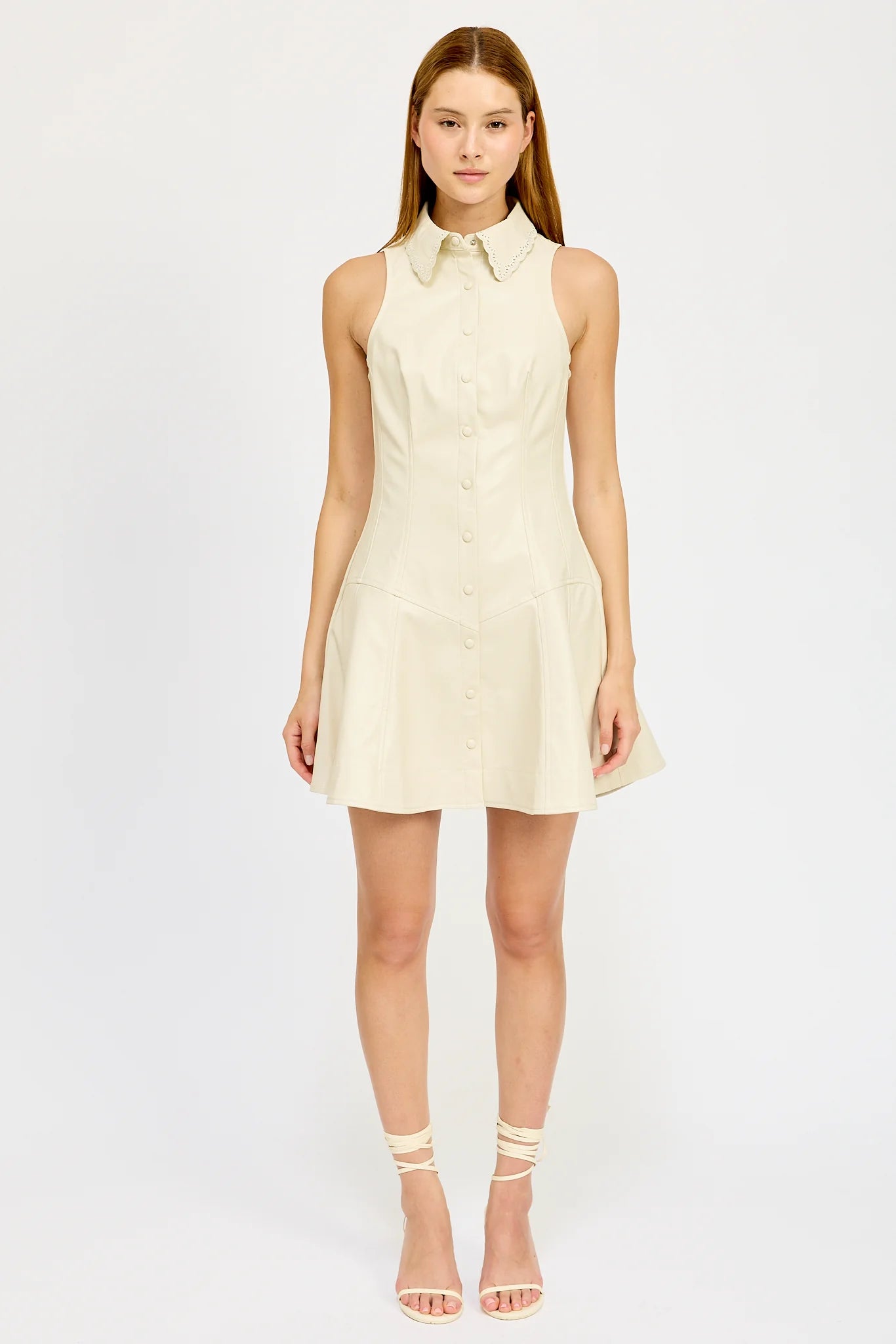 En Saison Barrett Faux Leather Mini Dress in Taupe - Estilo Boutique L / Taupe En Saison Barrett Faux Leather Mini Dress in Taupe - Estilo Boutique L / Taupe
