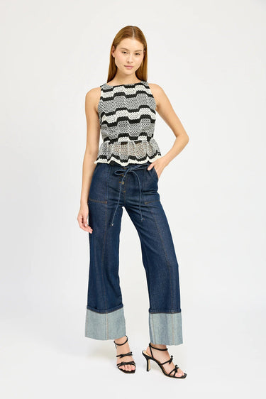 En Saison Boat Neck Peplum Tank Top - Estilo Boutique