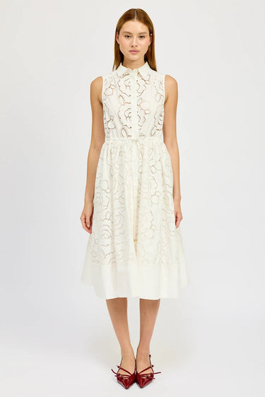 En Saison Chloe Belted Midi Dress in White - Estilo Boutique
