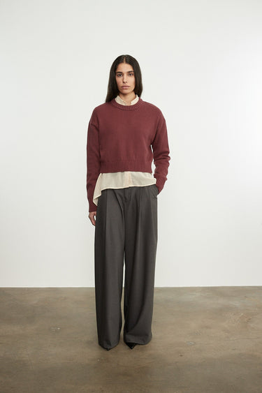 Enza Costa Chunky Cotton Cashmere Sweater in Sanguine