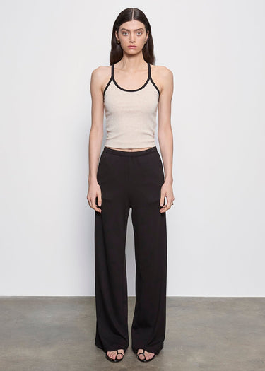 Enza Costa Cotton Classic Ringer Scoop Tank in Wheat Black
