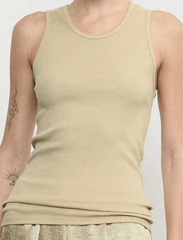 Enza Costa Cotton Rib Scoop Tank in Celadon - Estilo Boutique