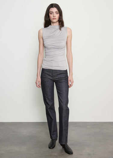 Enza Costa Fluid Jersey Sleeveless Twist Top in Light Grey