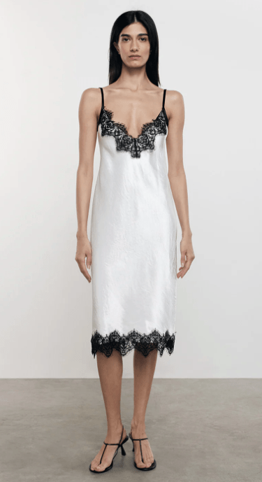 Enza Costa Hammered Satin Slip dress in Off White - Estilo Boutique
