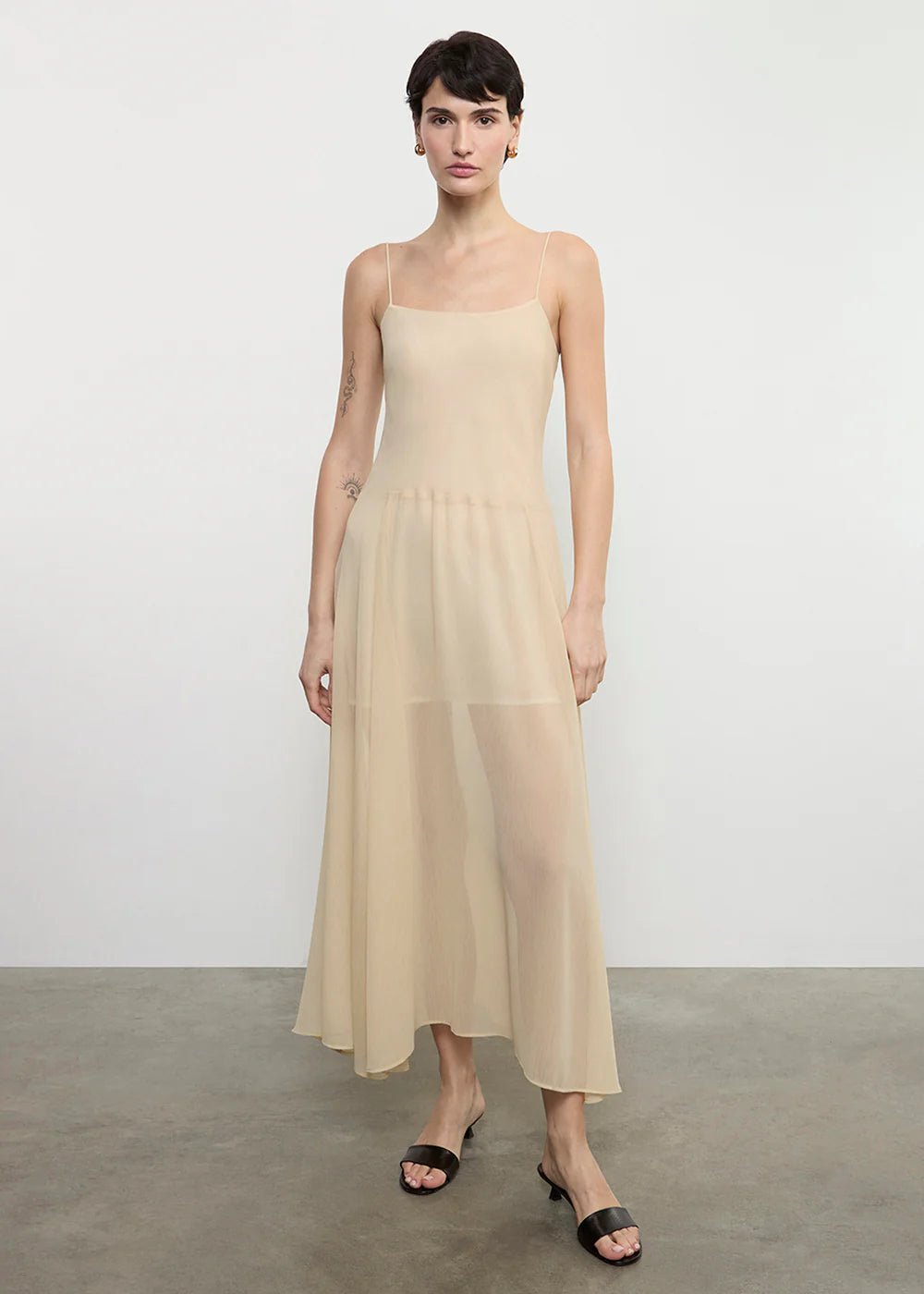enza costa japanese yoryu chiffon dress Enza Costa Japanese Yoryu Chiffon Dress - Black