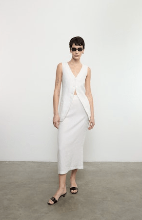 Enza Costa Linen Tunic Vest in Undyed