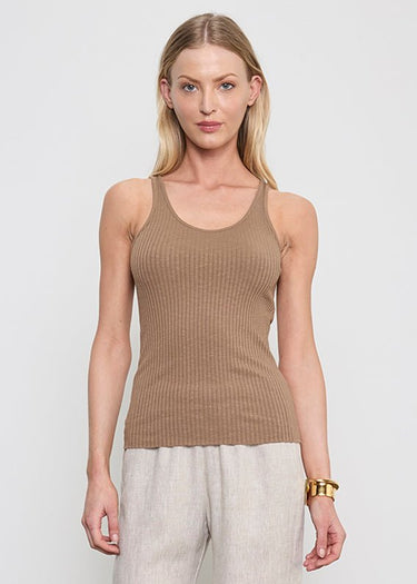 Enza Costa Military Rib Crop Tank in Army