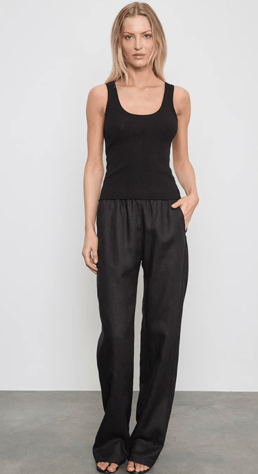 Enza Costa Military Rib Crop Tank in Black