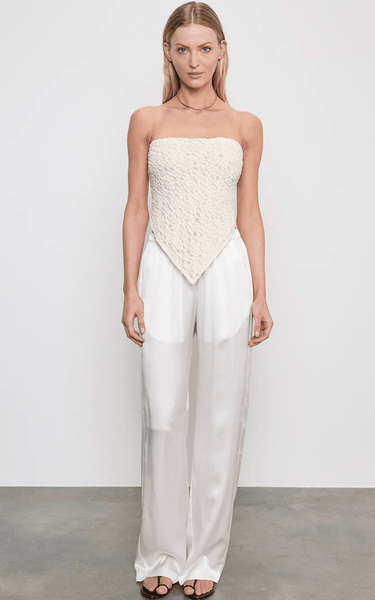Enza Costa Puckered Lace Scarf Top in Off White