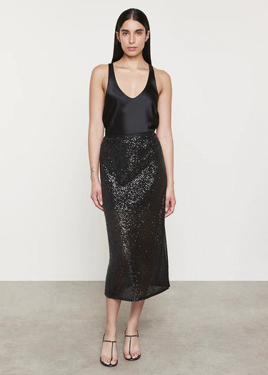 Enza Costa Sequin Skirt in Black - Estilo Boutique