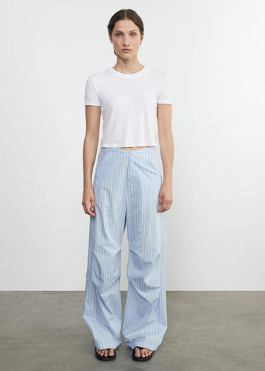 Enza Costa Supima Baby Rib Cropped Tee in White - Estilo Boutique