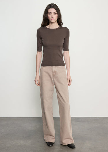 Enza Costa Supima Cotton New Classic Half Sleeve Tee in Espresso