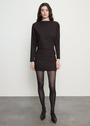 Enza Costa Supima Structured Jersey Dolman Curve Dress in Black