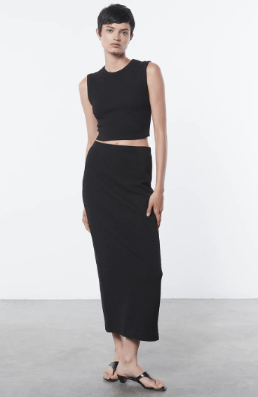 Enza Costa Textured Jacquard Skirt in Black - Estilo Boutique