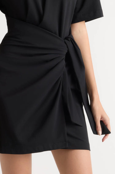 Modern Citizen Fallon Organic Cotton T-Shirt Wrap Dress in Black