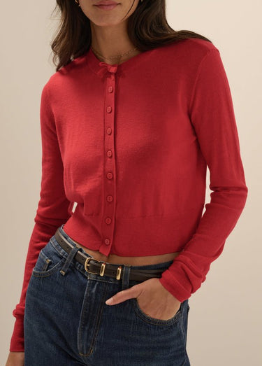 Favorite Daughter The Curtsey Cardigan in Crimson