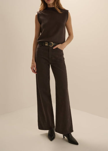 Favorite Daughter The Mischa Wide Leg Ankle in Espresso