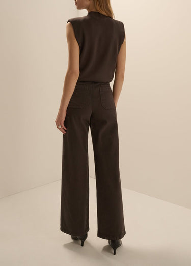 Favorite Daughter The Mischa Wide Leg Ankle in Espresso