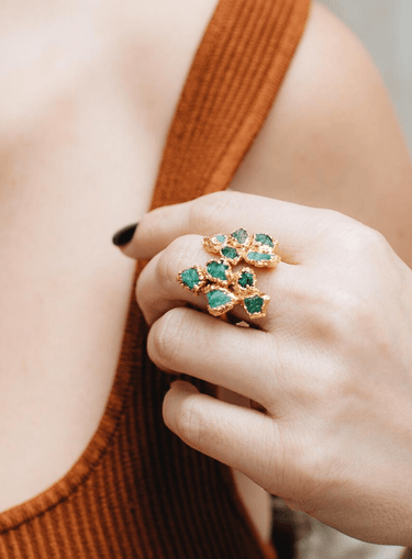 Fenomena Emerald Due Chunk Ring - Estilo Boutique