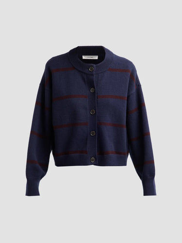 Frame The Easy Femme Striped Cardigan in Navy Stripe